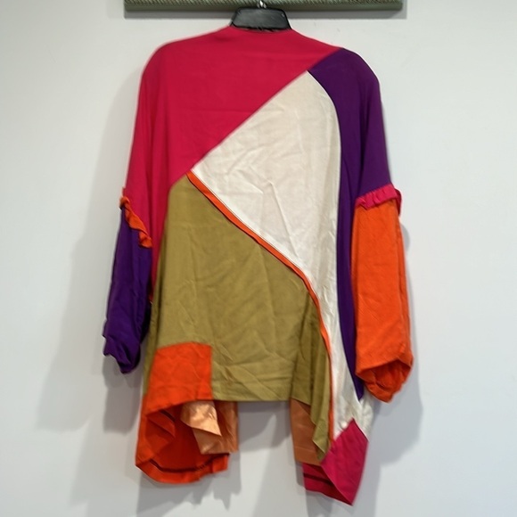 Vintage 80s-90s design today patchwork colorblock clown core cardigan oversized - Picture 8 of 9